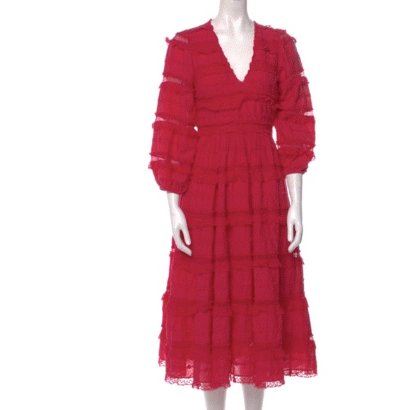 New Pink Ulla Johnson Size 8 Long Sleeve Dress with Tags - Picture 2 of 6